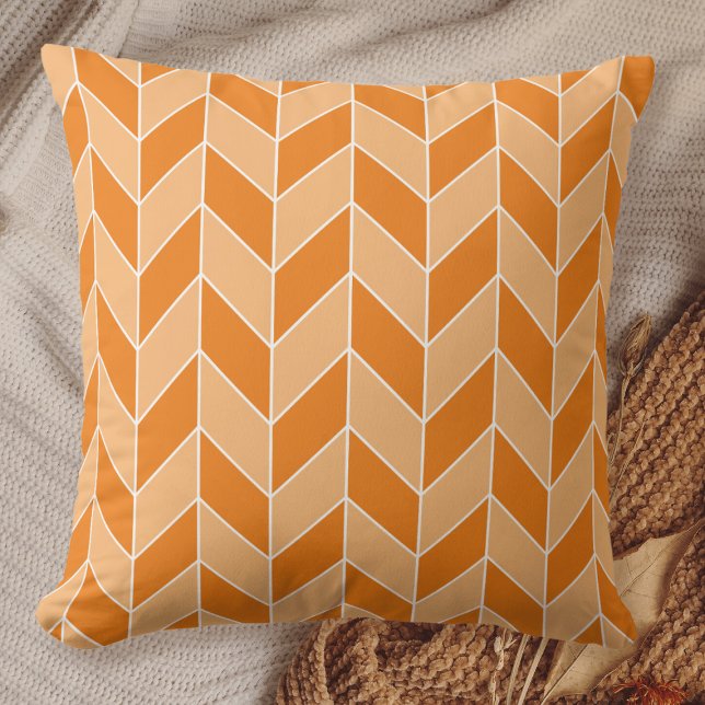 Coussin Motif Chevron de Pêche Orange Moderne (Créateur téléchargé)
