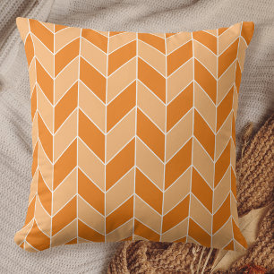 Coussin Motif chevron en os de herringbone orange moderne