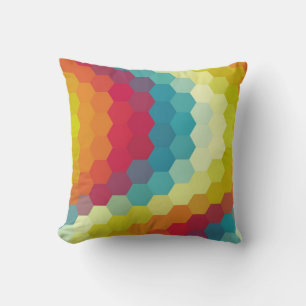 Coussin Motif Chevron Hexagone Arc-en-ciel