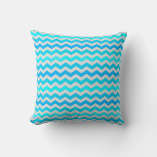 Coussin Motif chevron joyeux en bleu et aqua