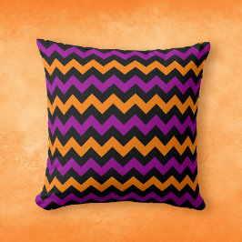 Coussin Motif Chevron noir orange violet Halloween