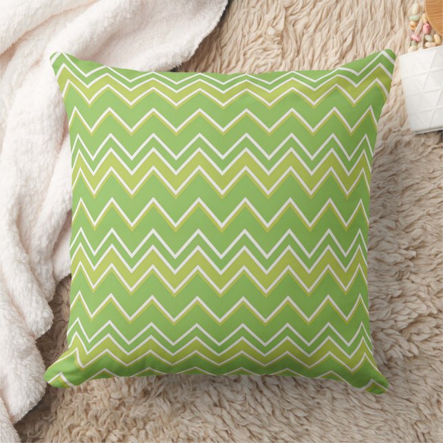 Coussin Motif chevron zig zag de nuances de vert (Couverture)