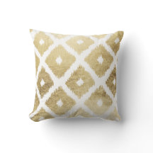 Motif chic moderne d'ikat de feuille d'or de faux