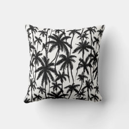 Coussin Motif Chick Black + White Palm Tree