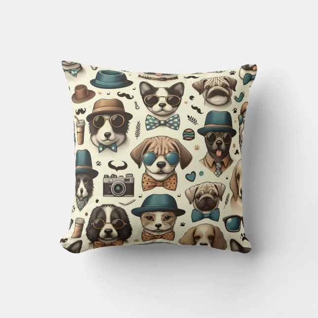 Coussin Motif chien et chat sans couture (Recto)