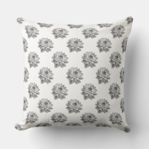 Coussin Motif Chrysanthemum - Monochrome sur blanc