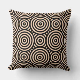 Coussin Motif circulaire imbriqué noir et rose