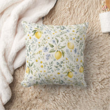 Motif citron et fleurs sauvages de campagne frança
