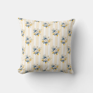 Coussin Motif Citron Méditerranéen Bleu