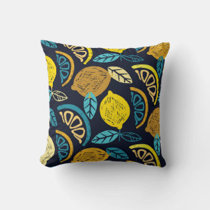 Coussin Motif Citrus Lemon Doodle Arrière - plan