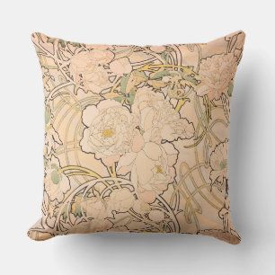 Coussin Motif Classique Art Nouveau de jardin de pivoines 