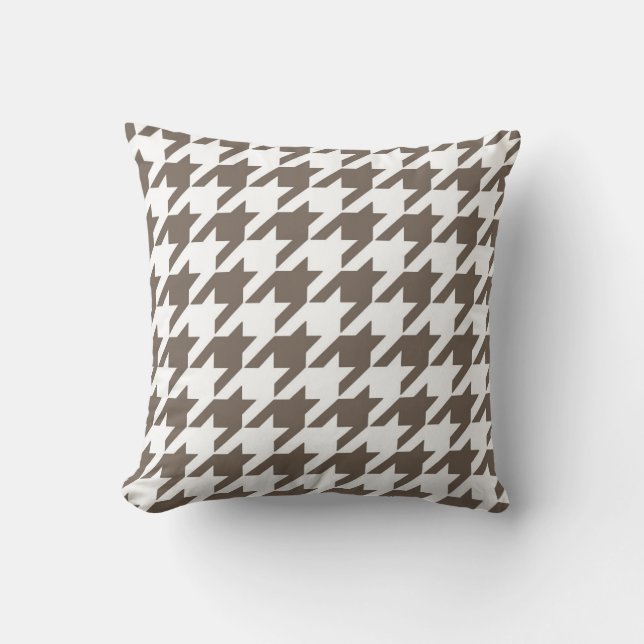 Coussin Motif classique de pied-de-poule dans le Taupe et (Recto)