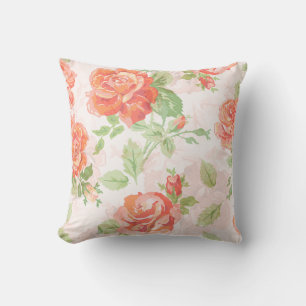 Coussin Motif classique de rose orange