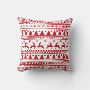 Coussin Motif classique rouge scandinave de Noël