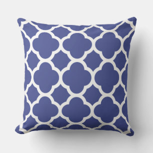 Coussin Motif Cobalt Blue Quatrefoil