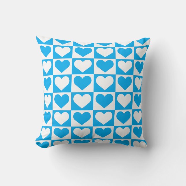Coussin Motif Coeurs de tableau de bord - bleu ciel et bla (Recto)