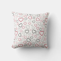 Motif Cœurs heureux gris rouge carmin