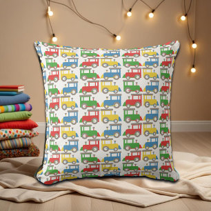 Coussin Motif coloré des petits trains