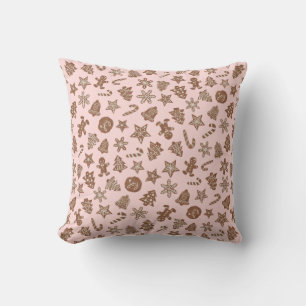 Coussin Motif Cookies de vacances rose