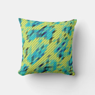 Coussin Motif COOL bleu vert jaune