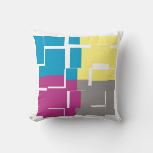 Coussin Motif cool violet bleu jaune gris