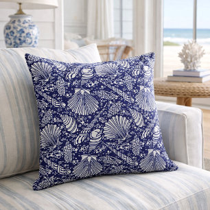 Coussin Motif Coquillages de plage océanique côtière vinta