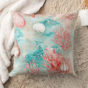 Coussin Motif Coquillages et Vagues Océaniques (11)