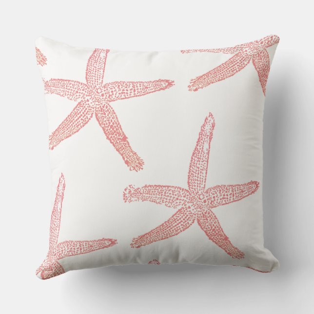 Coussin Motif Coral  de poisson-Starfish Blanc Décor Cadea (Verso)