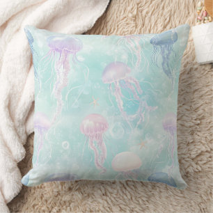 Coussin Motif côtier de méduses d'été