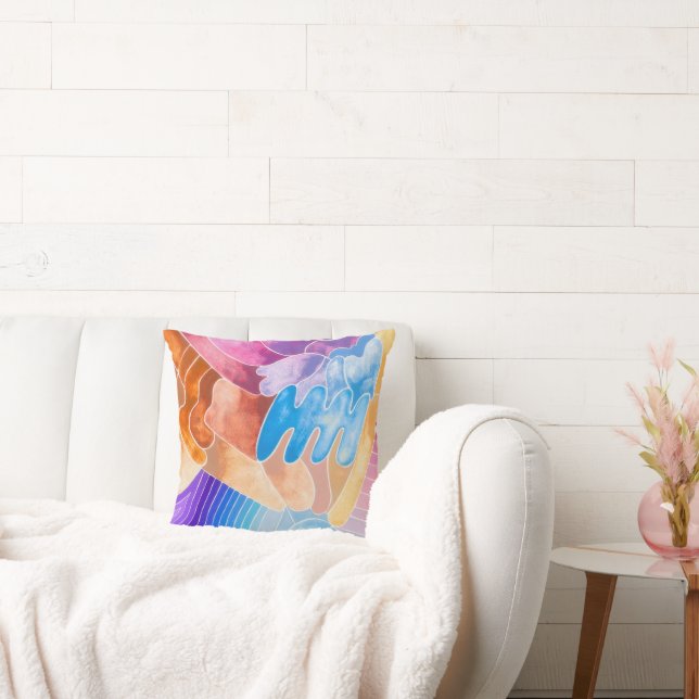Coussin Motif/Coussin/Aquarelle/Rétro/Art/Moderne/Design (Canapé)