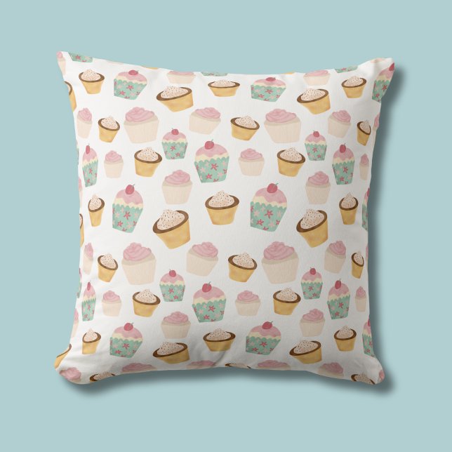Coussin Motif Cupcake (Cupcake Pattern throw pillow cushion)