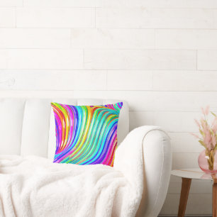 Coussin motif d'abstraction en arc-en-ciel 3D