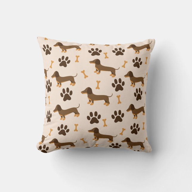 Coussin Motif Dachshund : conception d'impression Vintage (Recto)