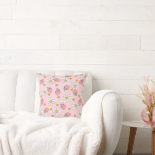 Coussin Motif Daisy Fraise d'Été