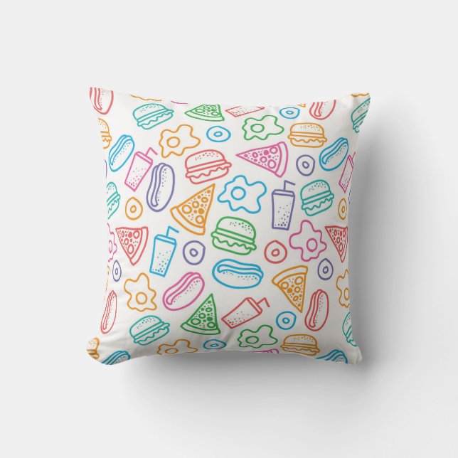 Coussin Motif d'aliments de préparation rapide (Recto)