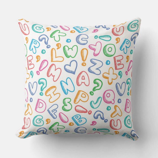 Coussin motif d'alphabet (Recto)