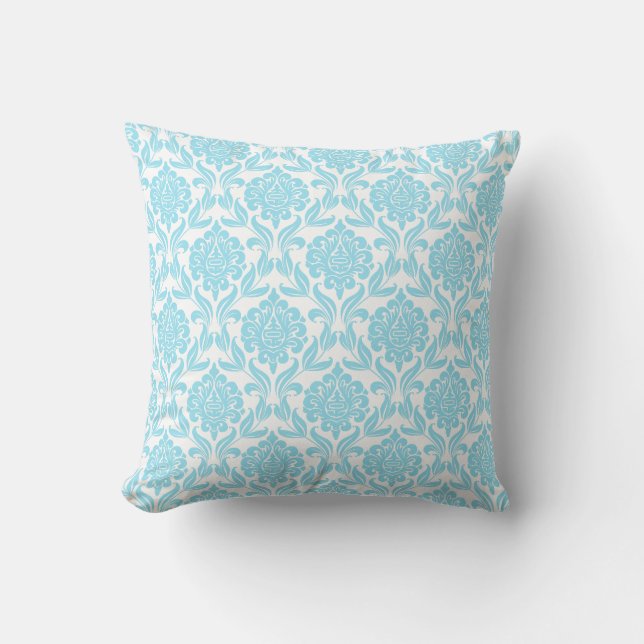 Coussin Motif Damas bleu bébé (Recto)