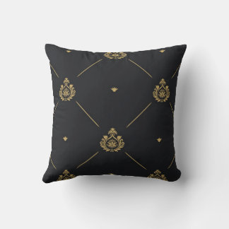 Coussin Motif Damassé Doré