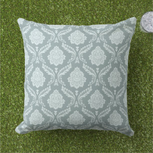 Coussin Motif Damassé Rococo Canard Œuf Bleu+Turquoise