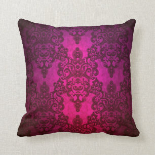 Coussin Motif Damassé Rose Foncé Luminescent