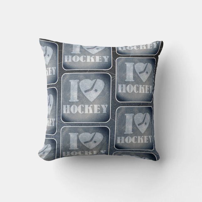 Coussin Motif d'amour du hockey (Recto)
