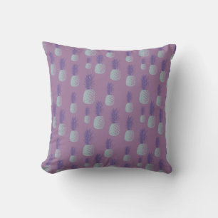 Coussin Motif d'ananas mignon en bleu clair et violet