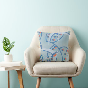 Coussin Motif d'animaux oiseaux Art Déco Jazz Pochoir Vint