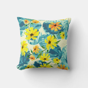 Coussin Motif d'aquarelle créatif et transparent des plant