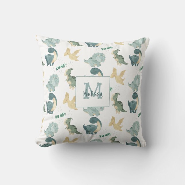 Coussin Motif d'aquarelle Cute Dinosaur (Recto)