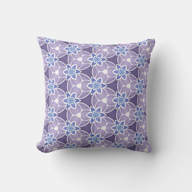 Coussin Motif d'aquarelle de couleur violet monogramme (Recto)