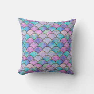Coussin Motif d'aquarelle japonais à échelle de sirène