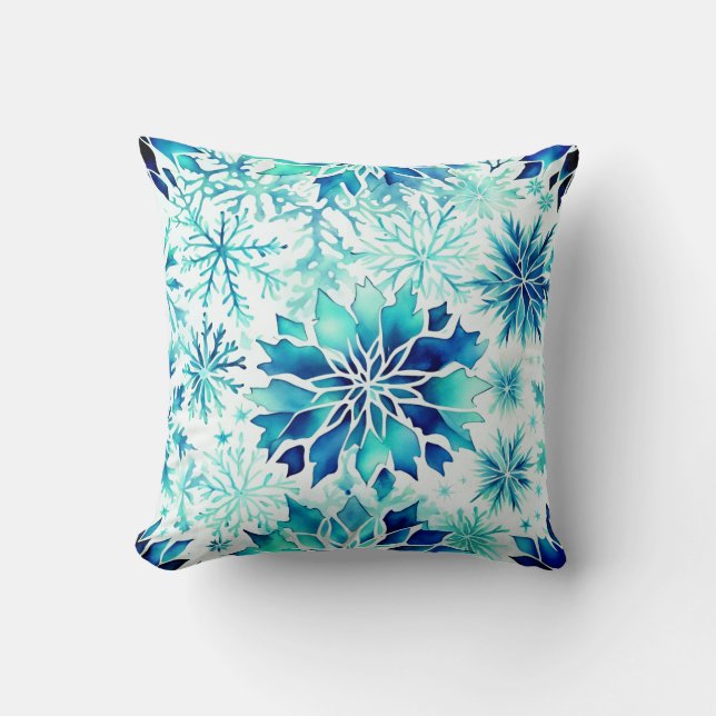 Coussin Motif d'aquarelle magique hivernale (Recto)