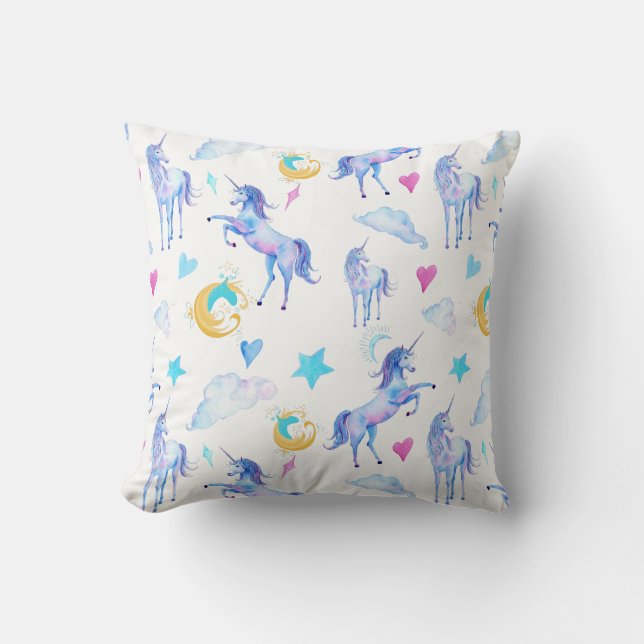 Coussin Motif d'aquarelle magique Unicorn Design Imaginair (Recto)