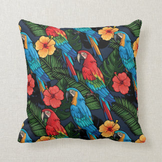 Coussin Motif d'ara et de ketmie